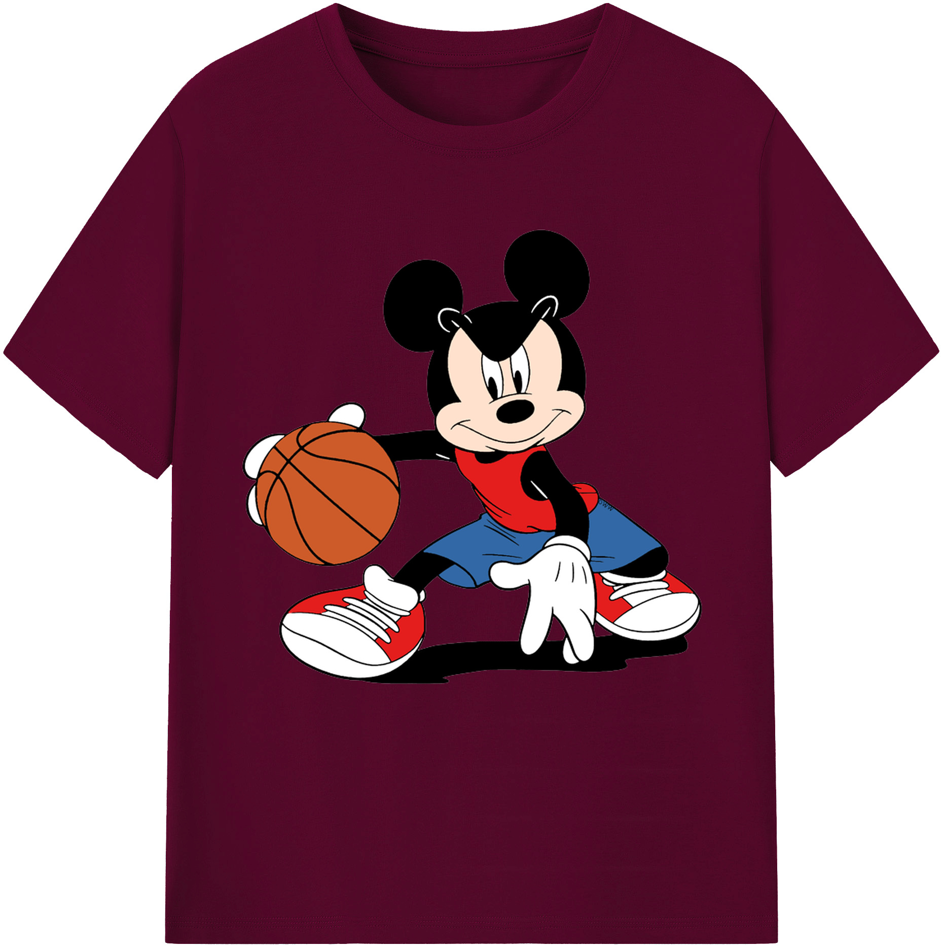 （画像用） ミッキーマウス Mickey Mouse レディースカジュアルプリントTシャツ（綿100％）